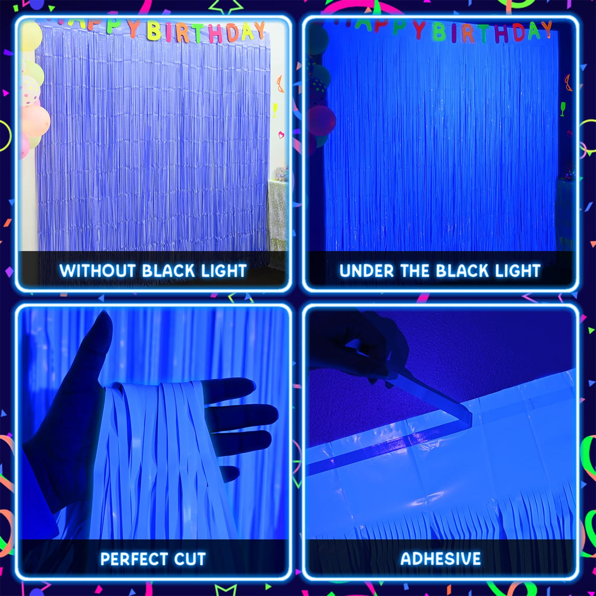 Photo booth setup featuring Mega-L Glow curtains for lively portraits.