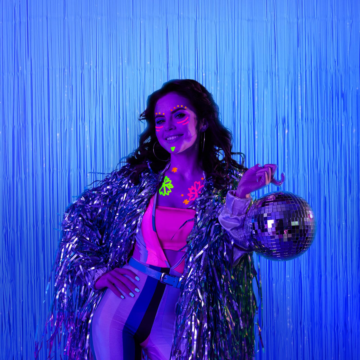 Pool party lighting gains character with lightweight Mega-L Glow fringe curtains.