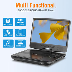 MEGATEK 10.5-inch screen swivels for easy viewing from multiple angles.