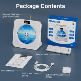 MEGATEK included accessories: remote, USB cable and power adapter for setup