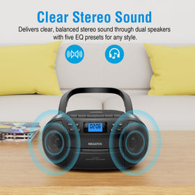 MEGATEK CBR510 backlit LCD display shows playback status clearly