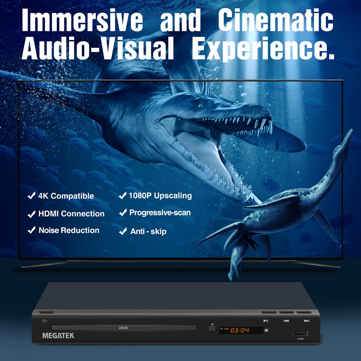MEGATEK open disc tray with DVD inserted demonstrating smooth disc loading