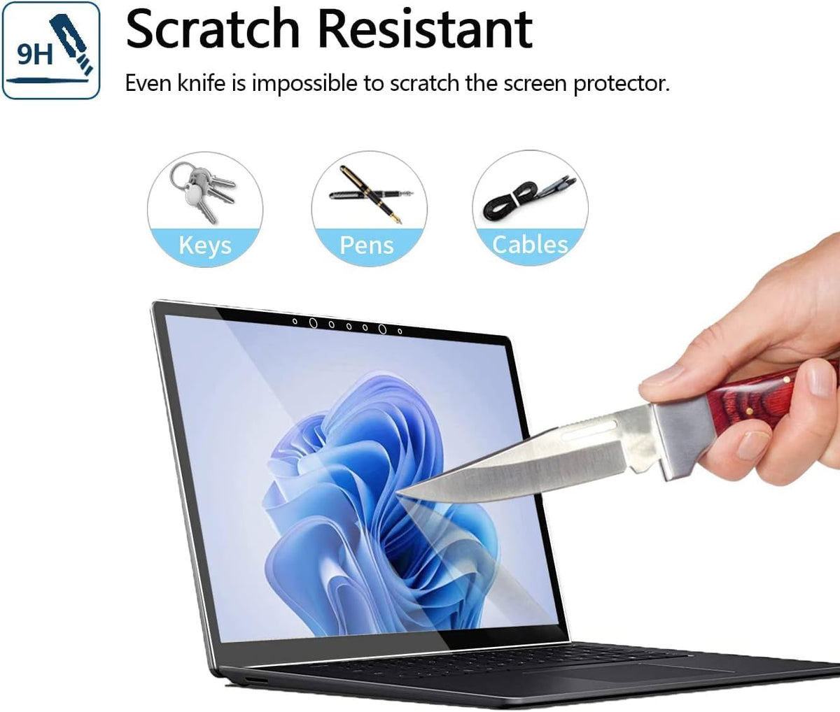Megoo close-up edge fit on Surface Laptop showing precise cut and secure adhesion