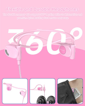 Mehomeli Kid Headphones-360-bend-neckband flexible and long-lasting during activities.