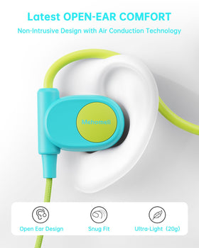 Mehomeli Kid Headphones air-conduction blue-green ideal for classrooms