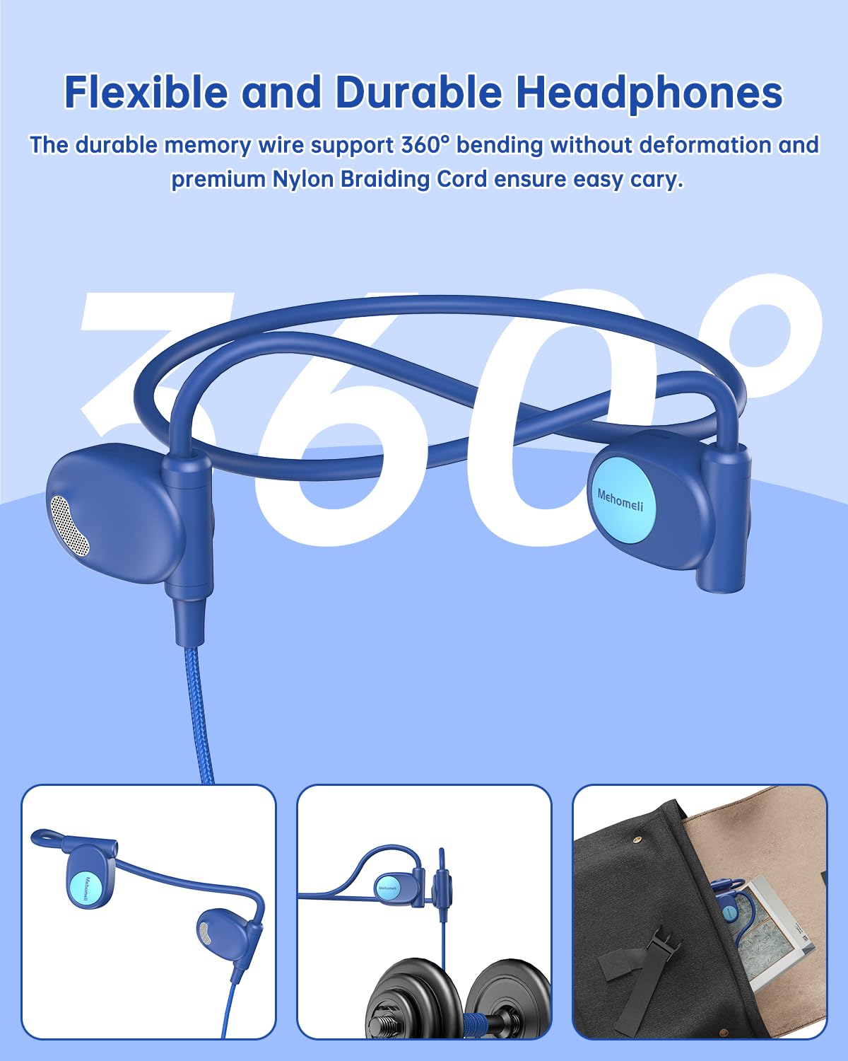 Mehomeli Kid Headphones ergonomic fit glasses-compatible for active days