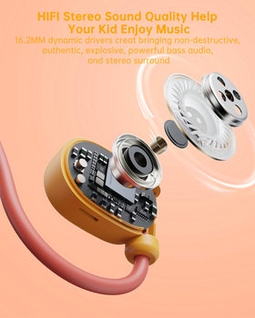 Mehomeli Kid Headphones orange color for easy identification