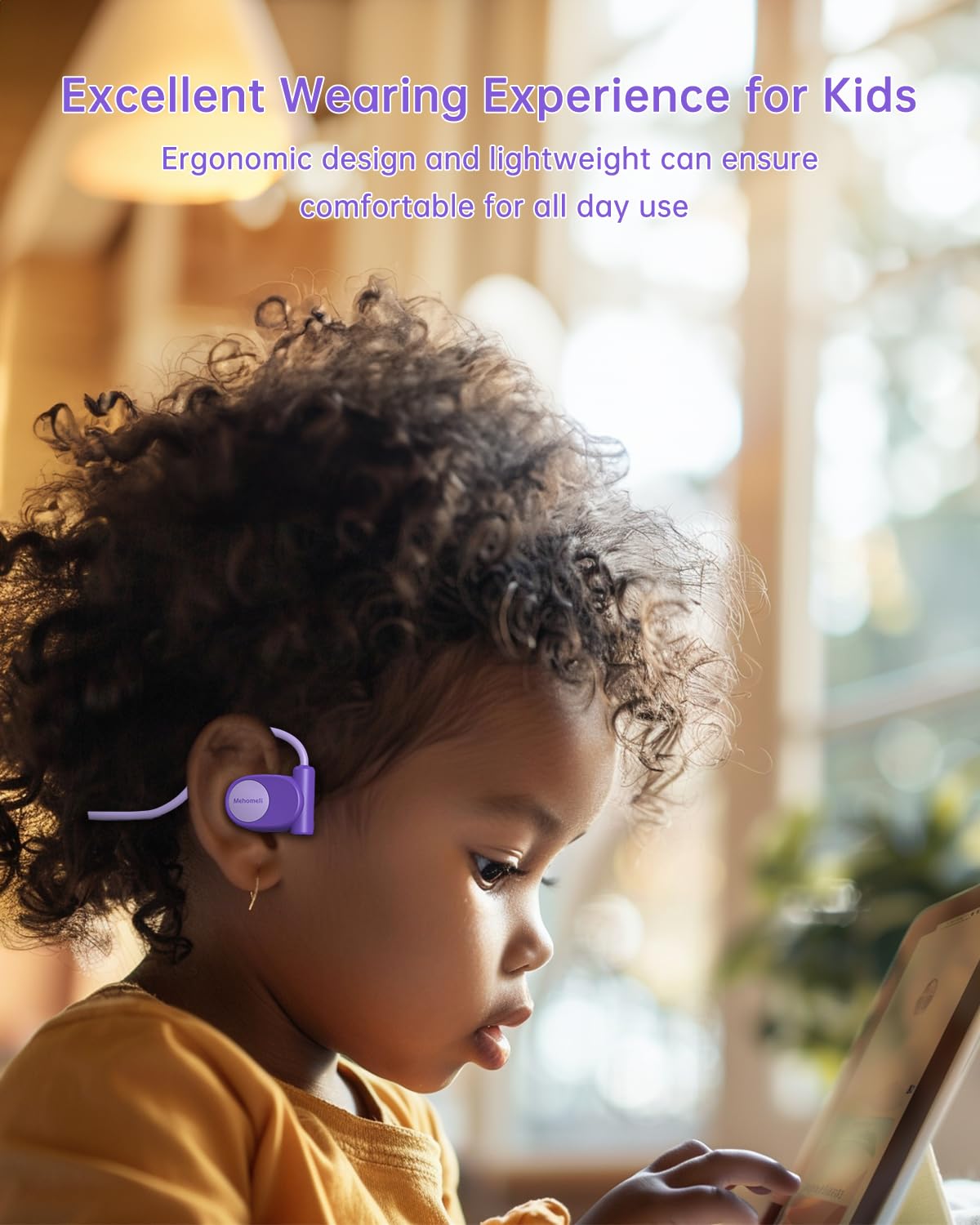 Mehomeli kid headphones purple color adds playful style.