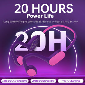 Mehomeli Kids Headphones 20 hour battery for long school days