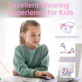 Mehomeli Kids Headphones pink side angle showing lightweight design