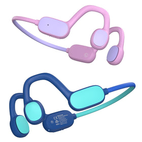 Mehomeli open-ear front view showing comfortable fit and safer listening