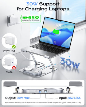 Meifigno foldable aluminum laptop stand with open-frame design promotes airflow.