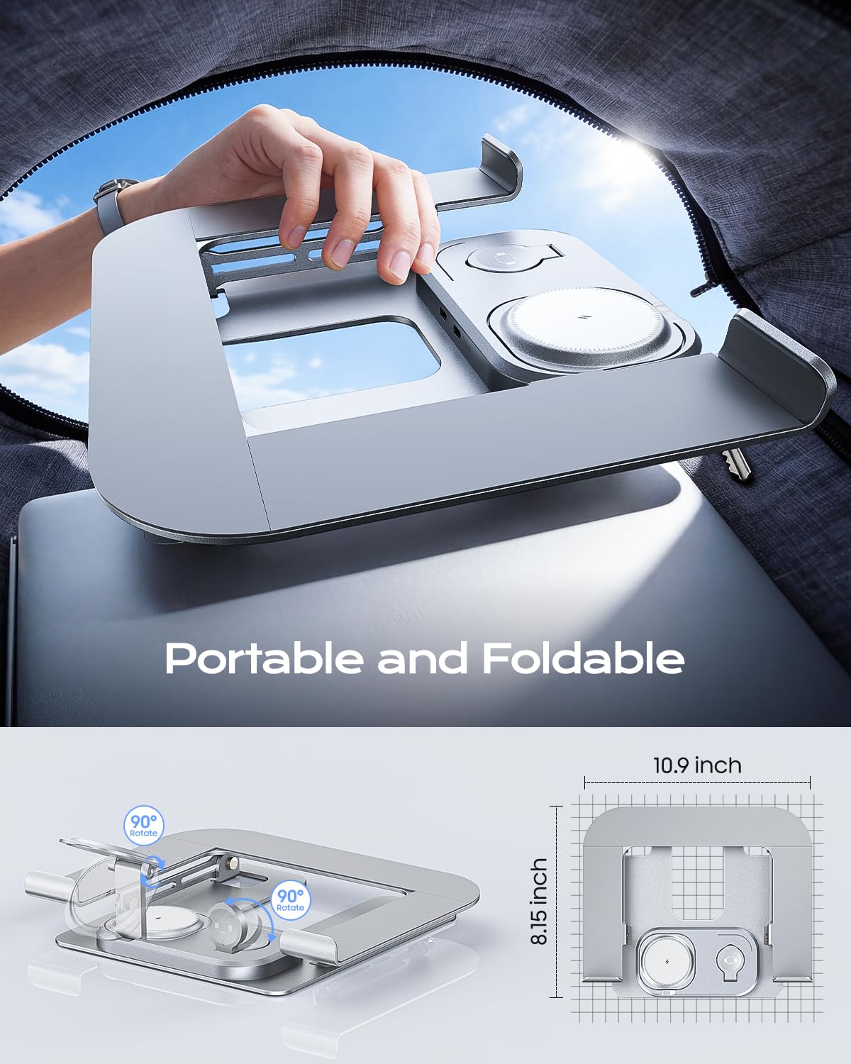 Meifigno non-slip base and padding protect your desk and devices.