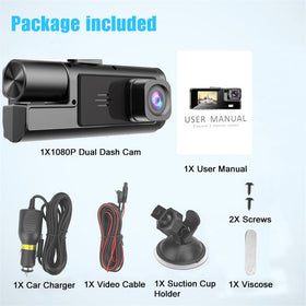 Meiqils dashcam next to credit card showing compact size for discreet placement