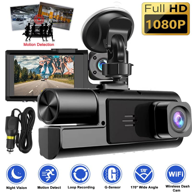 Meiqils WiFi 1080P interior dashcam captures cabin views for traveler safety.