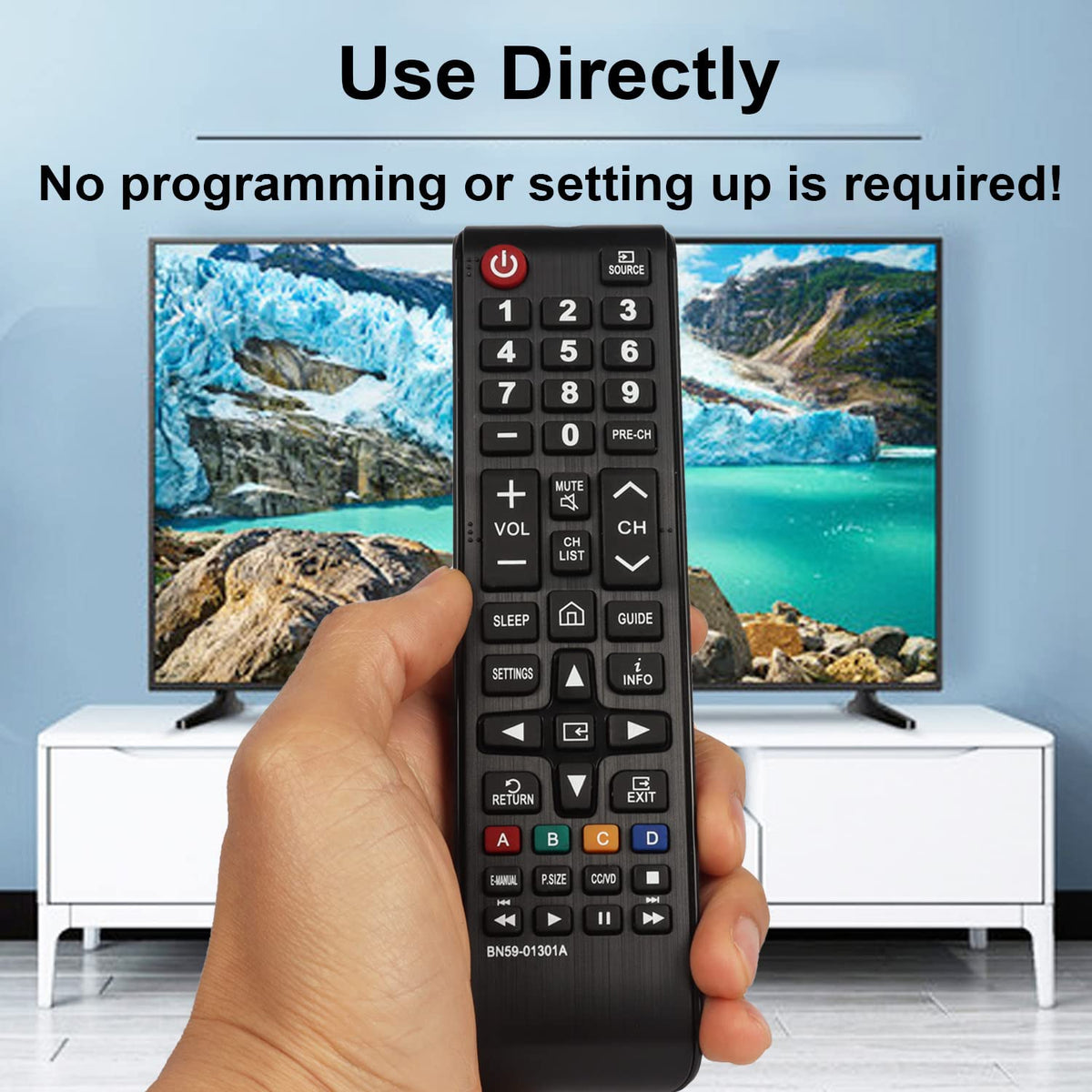 MEIWELL back view showing remote button layout and compatibility list benefit