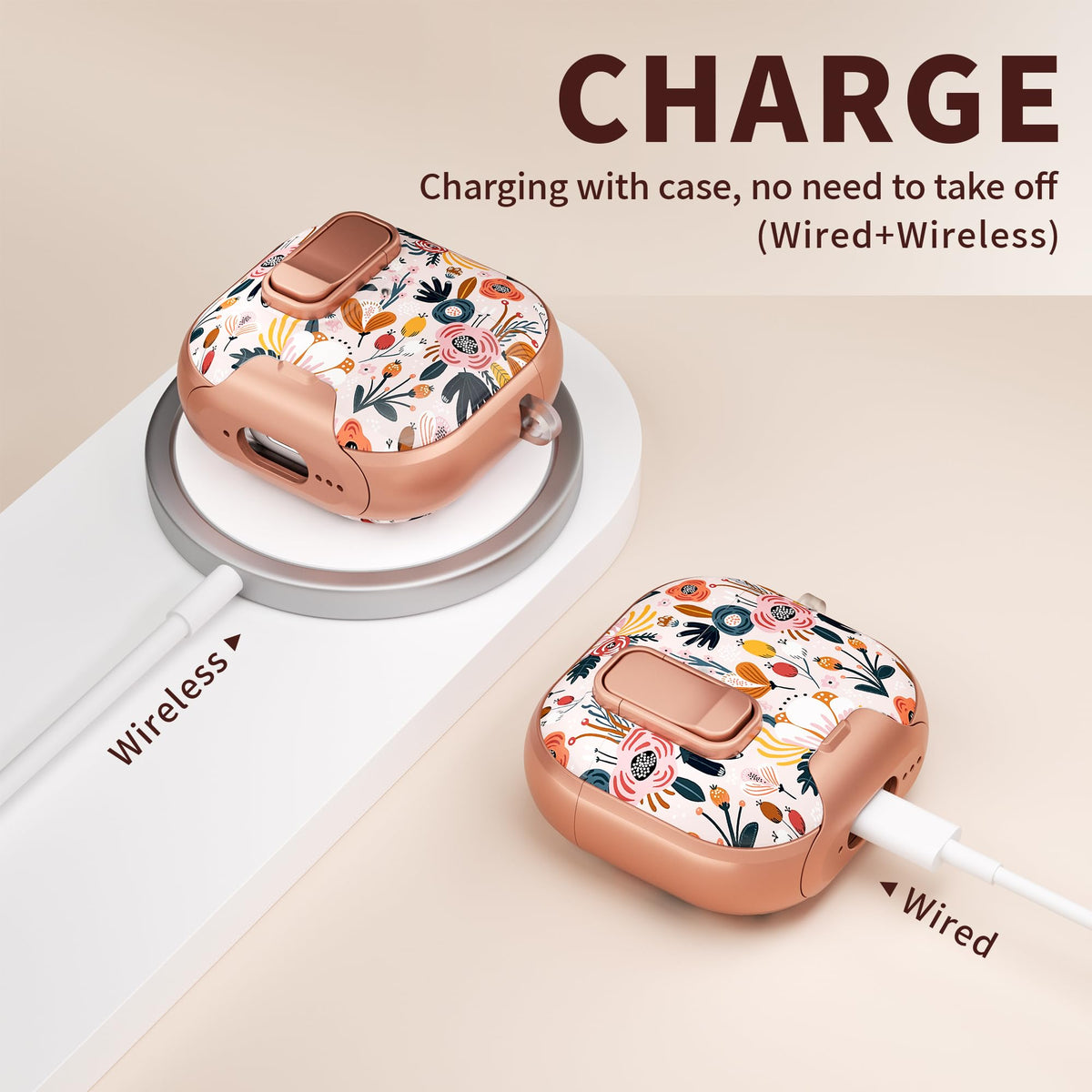 Meiyasy Palm Petals AirPods 4 case with vibrant floral design