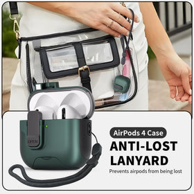 Meiyasy AirPods 4 case removal tool and adjustable lanyard included.