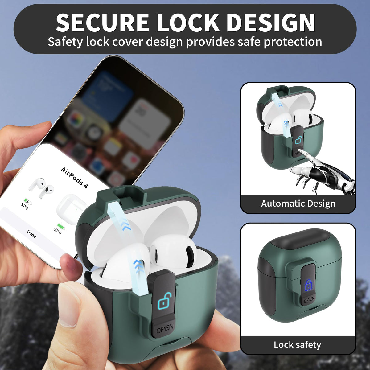 Meiyasy AirPods 4 case shockproof shell with corner protection.