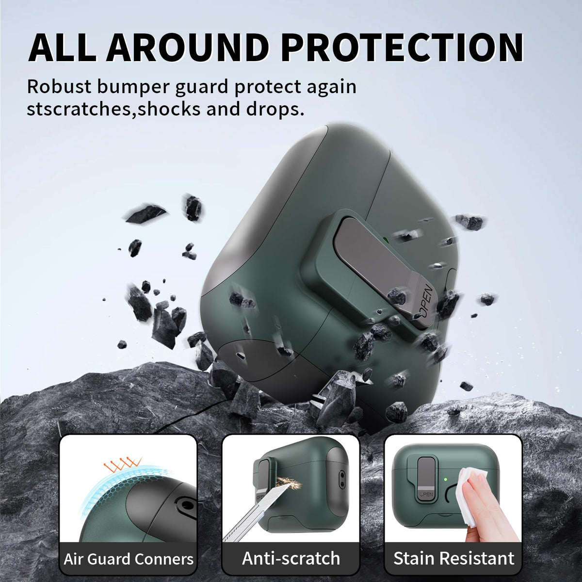 Meiyasy AirPods Pro 3 case includes a cleaning kit to keep ear tips dust-free.