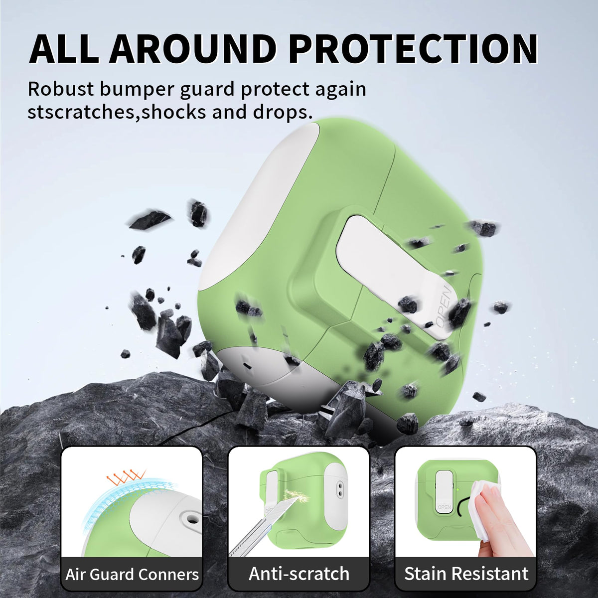 Meiyasy AirPods 4 case includes a built-in phone stand for hands-free viewing