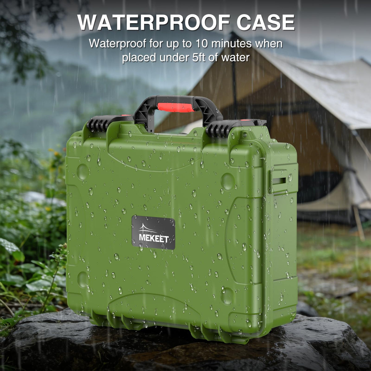 MEKEET case in hands to show size and easy transport for field use