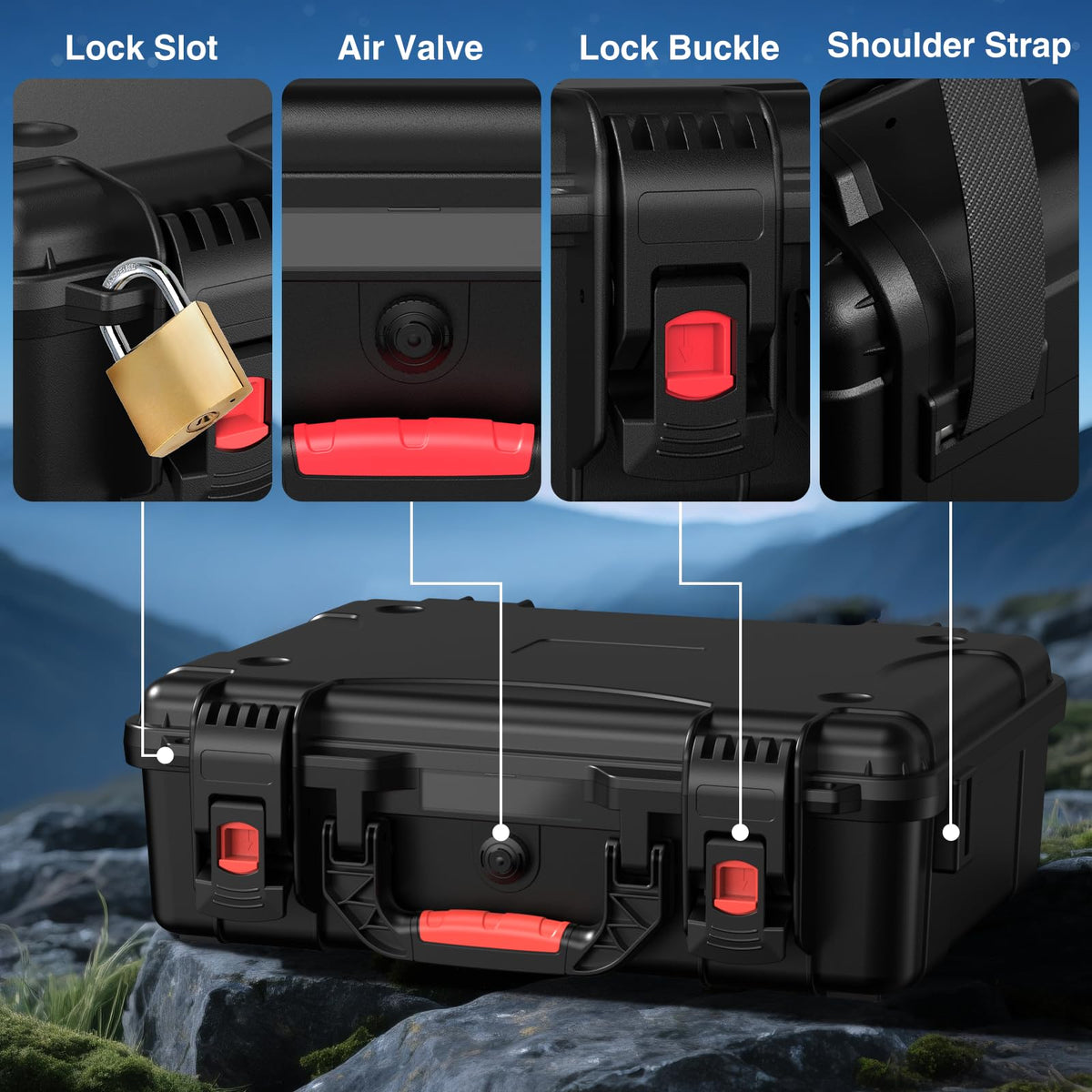 MEKEET case partially submerged demonstrating IP67 water resistance