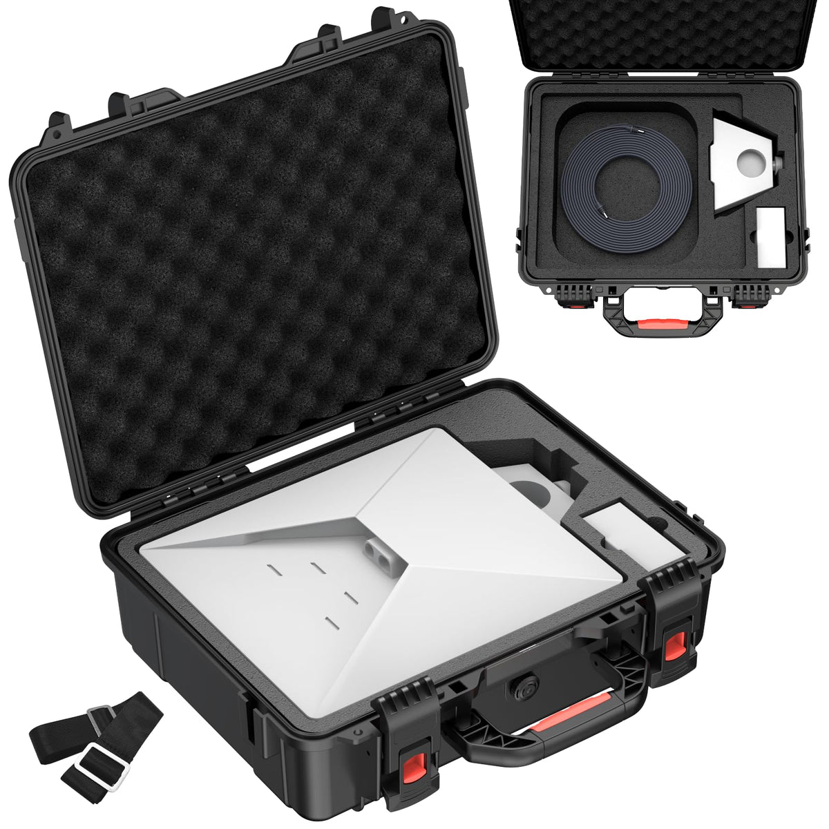 MEKEET front view of waterproof case showing robust protection and portability