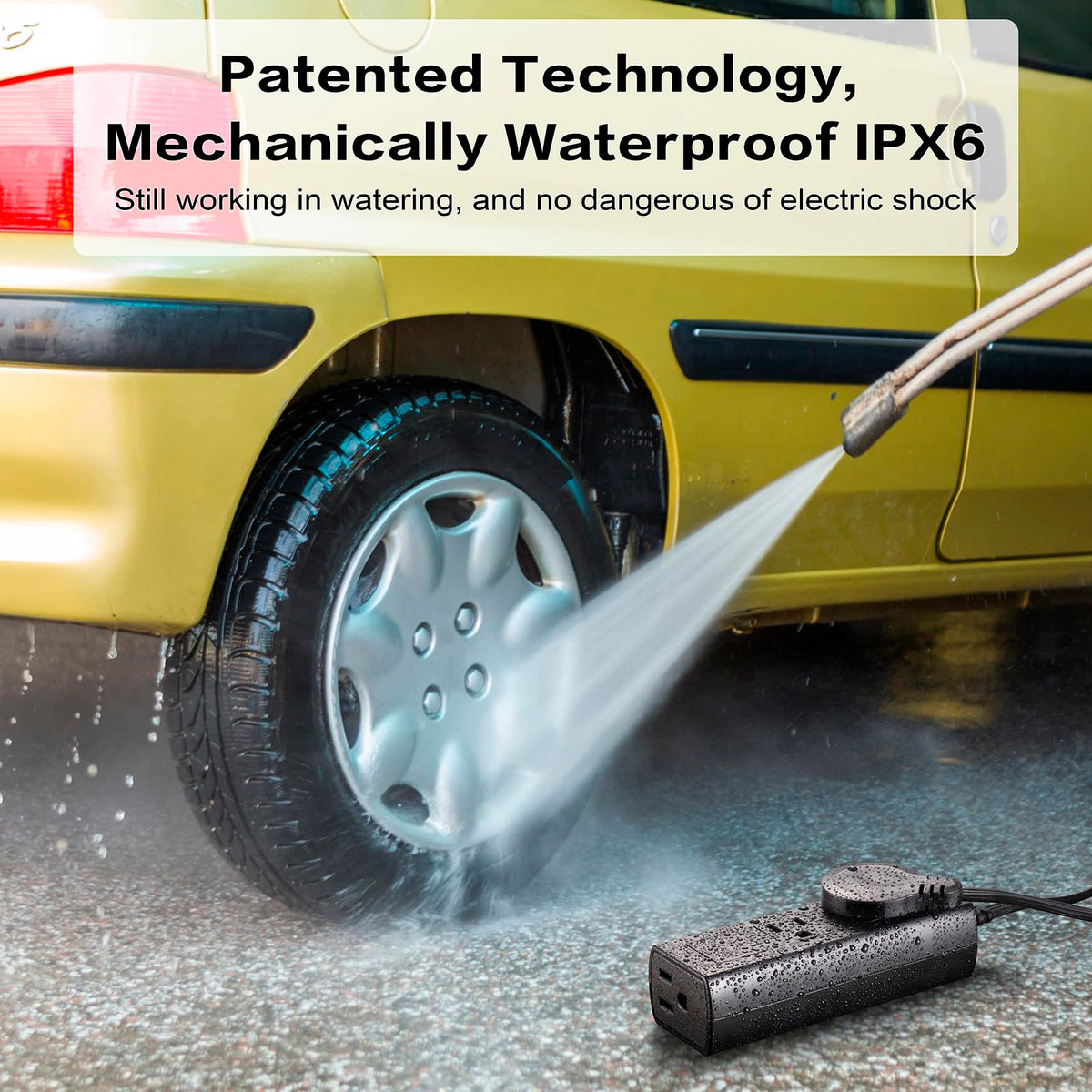 MELAUDI 2700J surge protector protects devices from spikes.