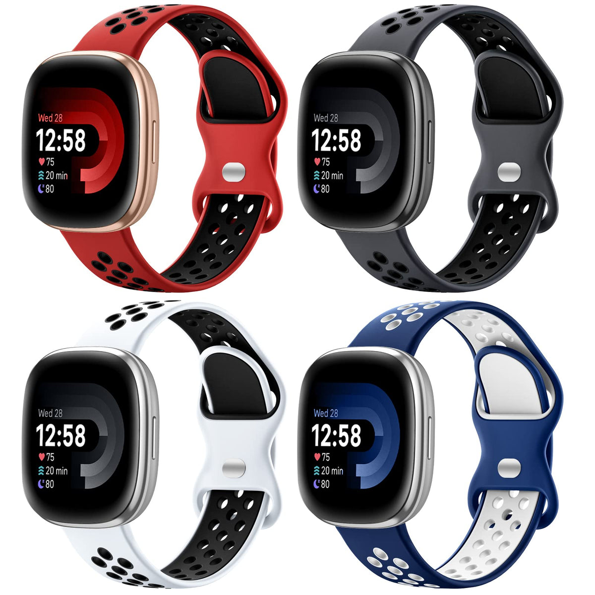 Maledan silicone band for Fitbit Versa 3 offers soft, skin-friendly comfort for daily wear.