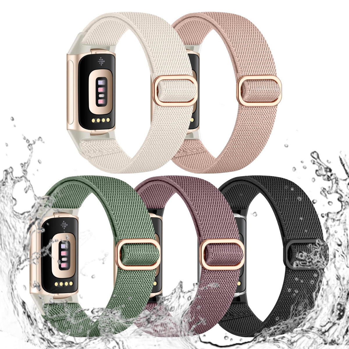 Maledan waterproof nylon band for Fitbit Charge 6/5, ideal for water-friendly workouts.