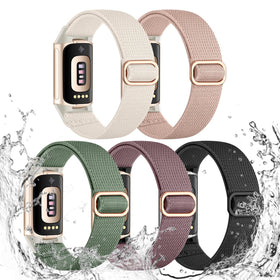 Maledan waterproof nylon band for Fitbit Charge 6/5, ideal for water-friendly workouts.