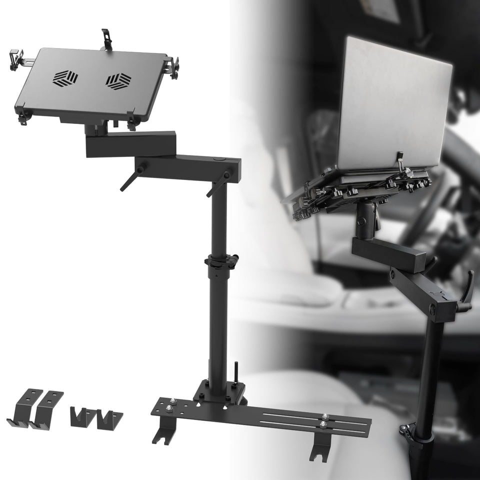 MELIPRON Truck Laptop Mount adjustable height for ergonomic viewing on the road.