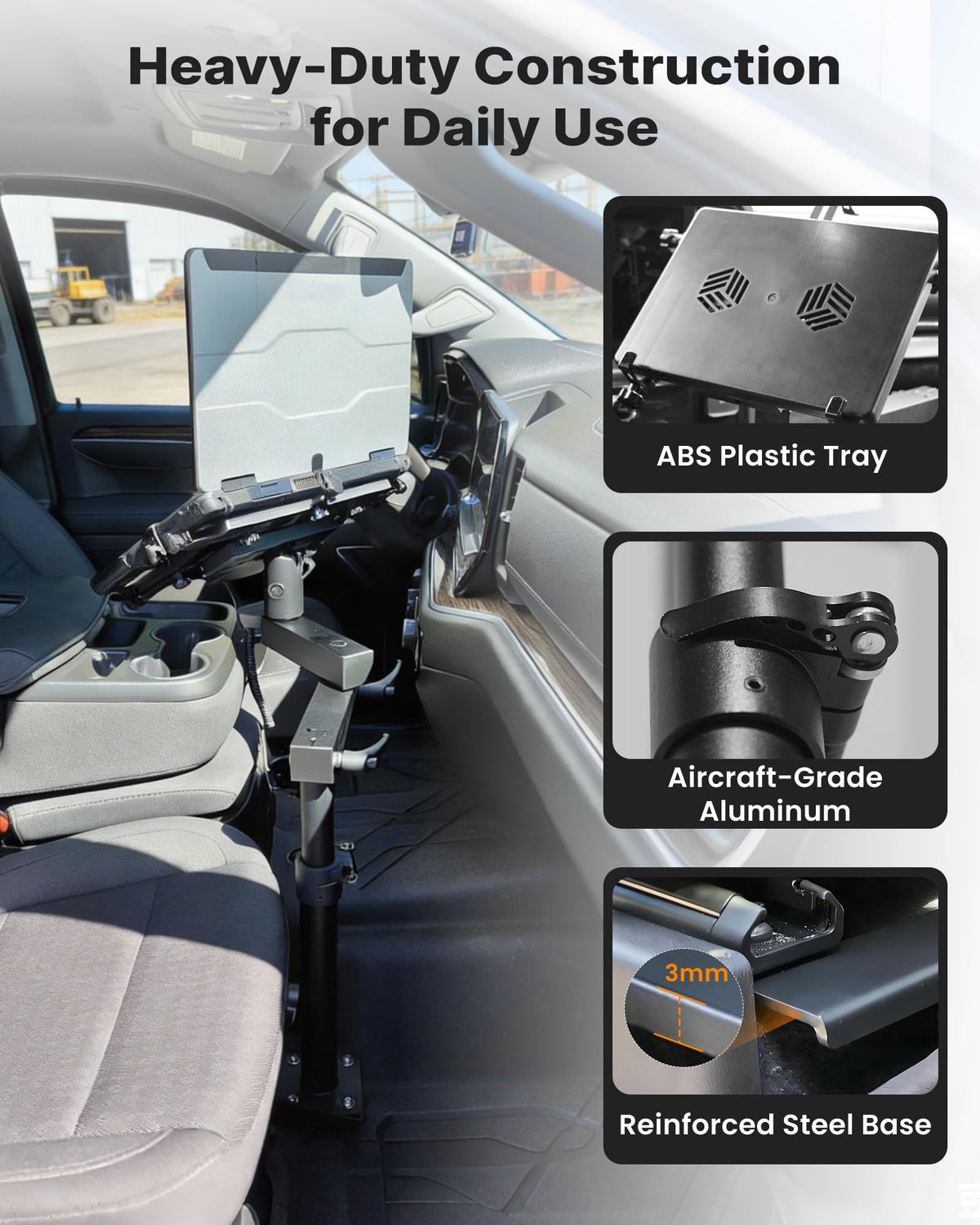 MELIPRON truck laptop mount five clamps secure devices without scratches