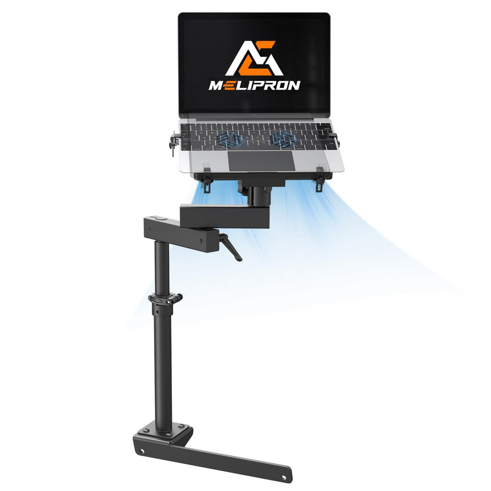 MELIPRON truck laptop mount front view shows rugged build for in-vehicle reliability