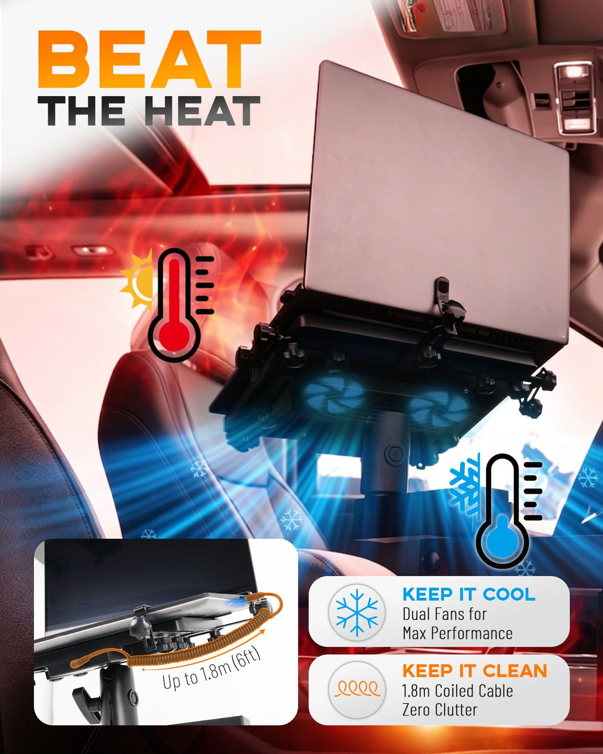 MELIPRON Truck Laptop Mount no drill installation to protect your vehicle.
