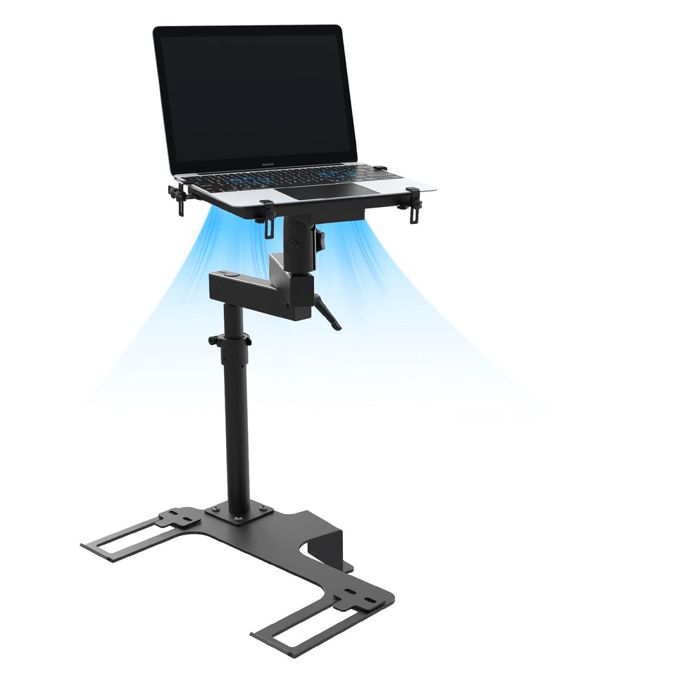 MELIPRON truck laptop mount seat-rail attachment for stable on-the-road work.