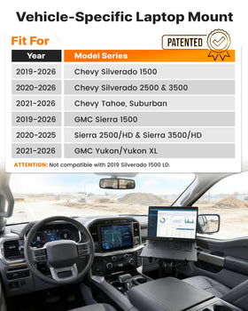 MELIPRON truck laptop mount seat rail attachment secures without drilling