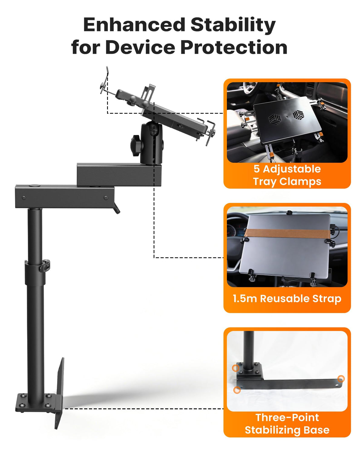 MELIPRON truck laptop mount tilt and rotate feature for optimal viewing angle