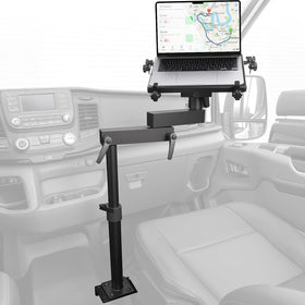 MELIPRON van laptop mount front view shows built-in fans cooling your laptop during drives