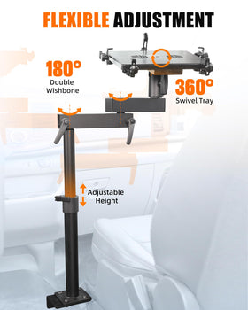 MELIPRON van laptop mount installed base view demonstrates drill-free setup