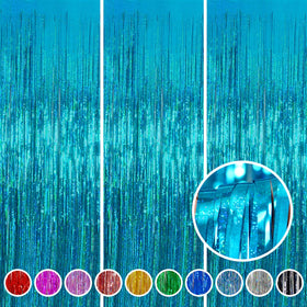 Melsan foil fringe curtain teal pack backdrop adds shimmer for festive photos
