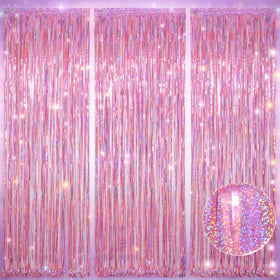 Melsan front packaging showing three hot pink fringe curtains and bold color