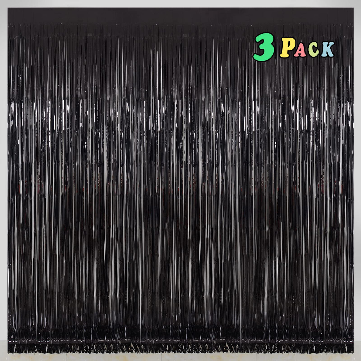 Melsan black foil fringe curtain creates a bold graduation photo backdrop.