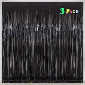 Melsan black foil fringe curtain creates a bold graduation photo backdrop.