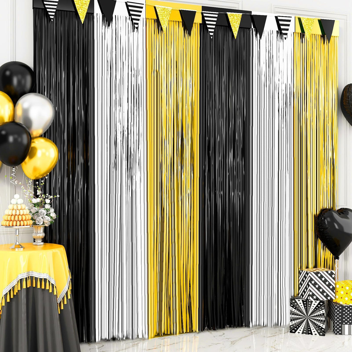 Melsan 3.2 by 8.2 ft fringe curtain provides a flexible backdrop.