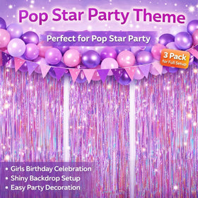 Melsan photo booth backdrop with pink fringe for share-worthy photos.
