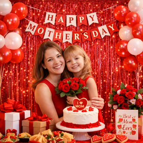 Melsan red backdrop elevates birthday, wedding, or celebration décor