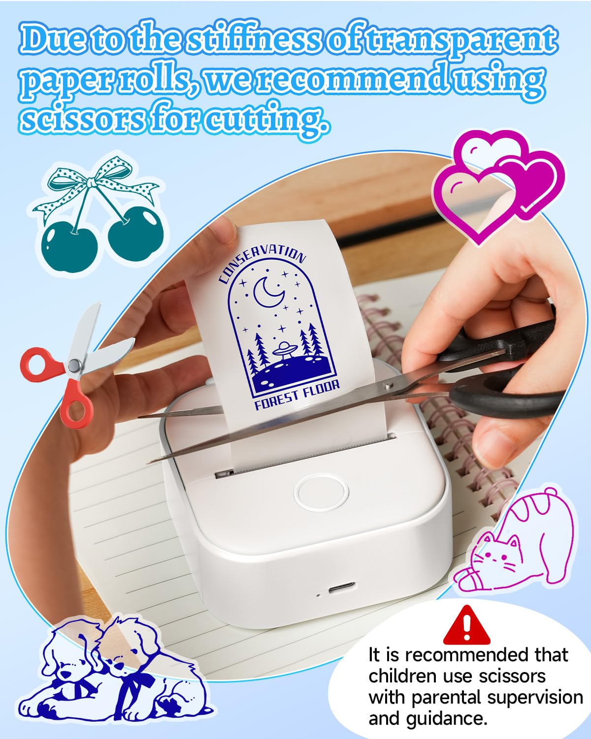 Memoqueen Phomemo T02 closeup of printed sticker demonstrating crisp thermal print