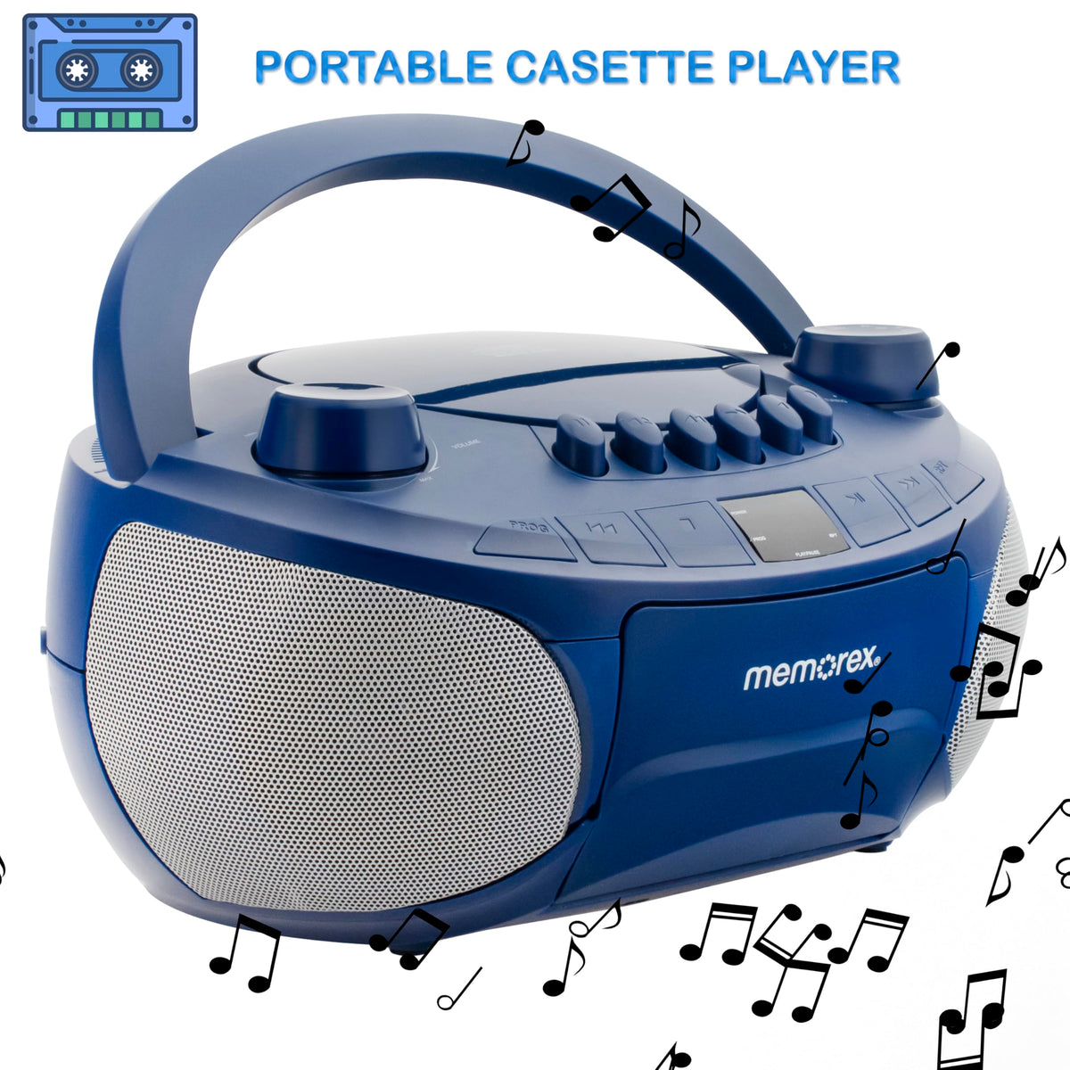 Memorex AM/FM radio tuner with adjustable antenna for clear reception
